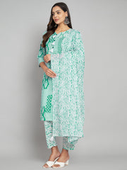 Womens pure cotton floral print kurta pant dupatta set