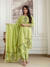 Womens Pure cotton Hand Block Print Kurta Pant Dupatta