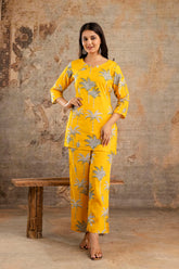 Womens Pure cotton Floral print Kurti style co-ord set