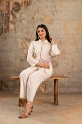 Womens pure cotton flex embroidered Co-Ord set
