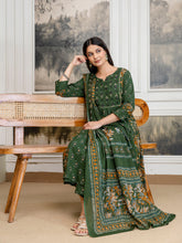 Womens pure cotton flared kurta pant dupatta set