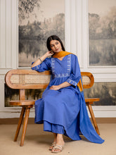 Erisha womens Pure cotton embroidered kurta pant dupatta set