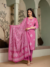 Womens pure cotton Kurta Pant Dupatta Set