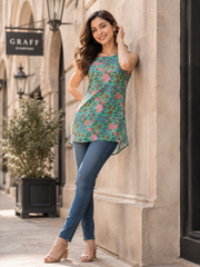 ERISHA Mint Blossom Hand Block Printed Cotton Tunic