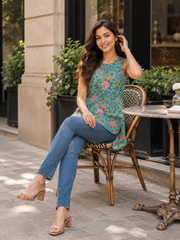ERISHA Mint Blossom Hand Block Printed Cotton Tunic