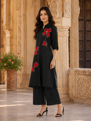 ERISHA Women's Premium Red Embroidered Kurta Pant Set | Designer Ethnic Wear for Women | Festive & Party Wear Kurta Set