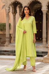 women pure cotton kurta pant dupatta set