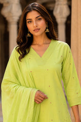women pure cotton kurta pant dupatta set