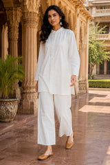 Premium White Cotton Co-Ord Set for Women| Elegant Summer Co-Ord