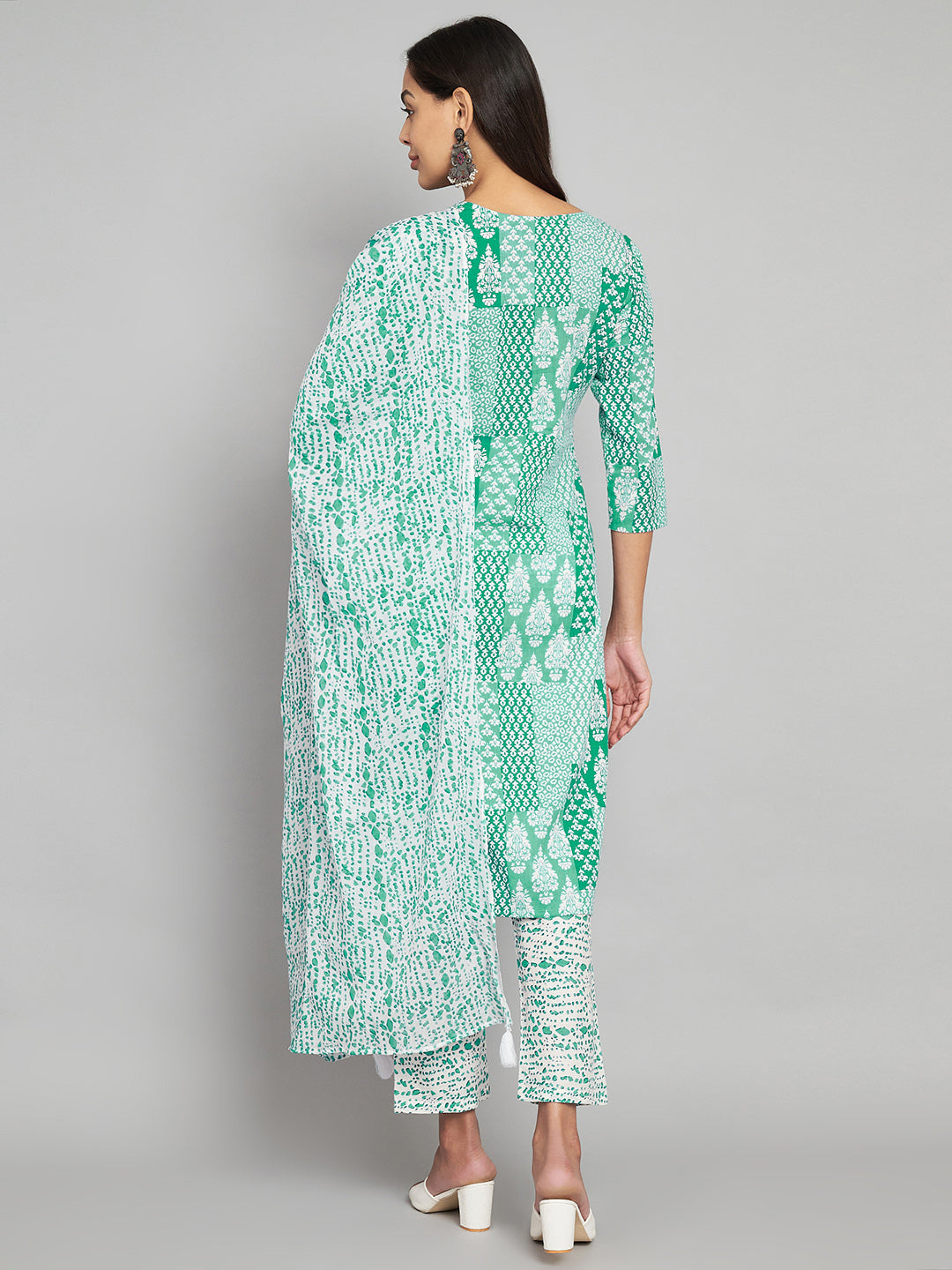 Womens pure cotton floral print kurta pant dupatta set