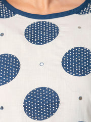 Womens pure cotton polka print Kurta Pant Dupatta set
