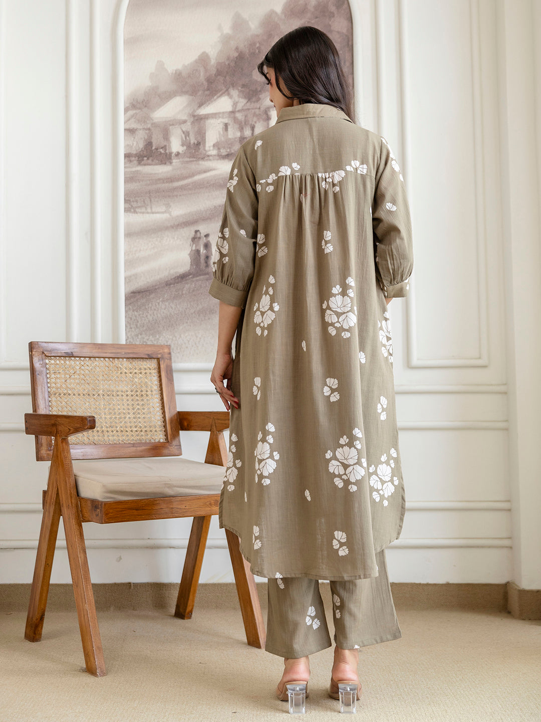Womens Cotton Slub Kurta pant set