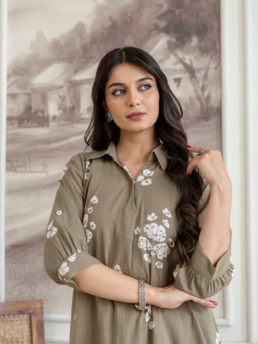 Womens Cotton Slub Kurta pant set