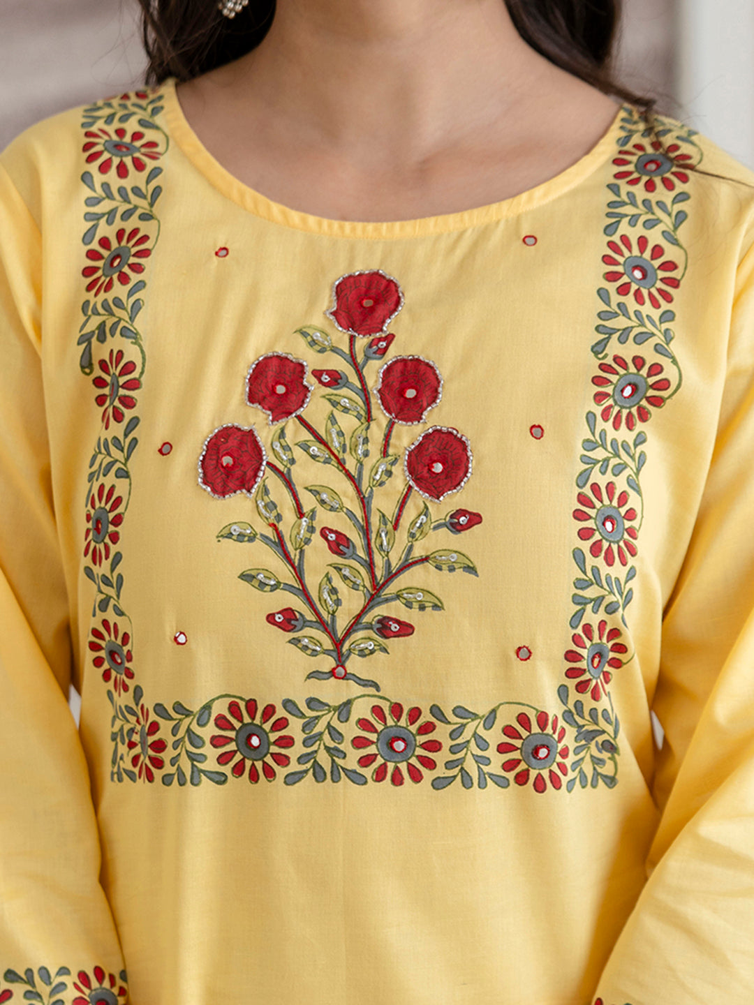 Womens pure cotton Hand Block print Kurta Pant Dupatta set