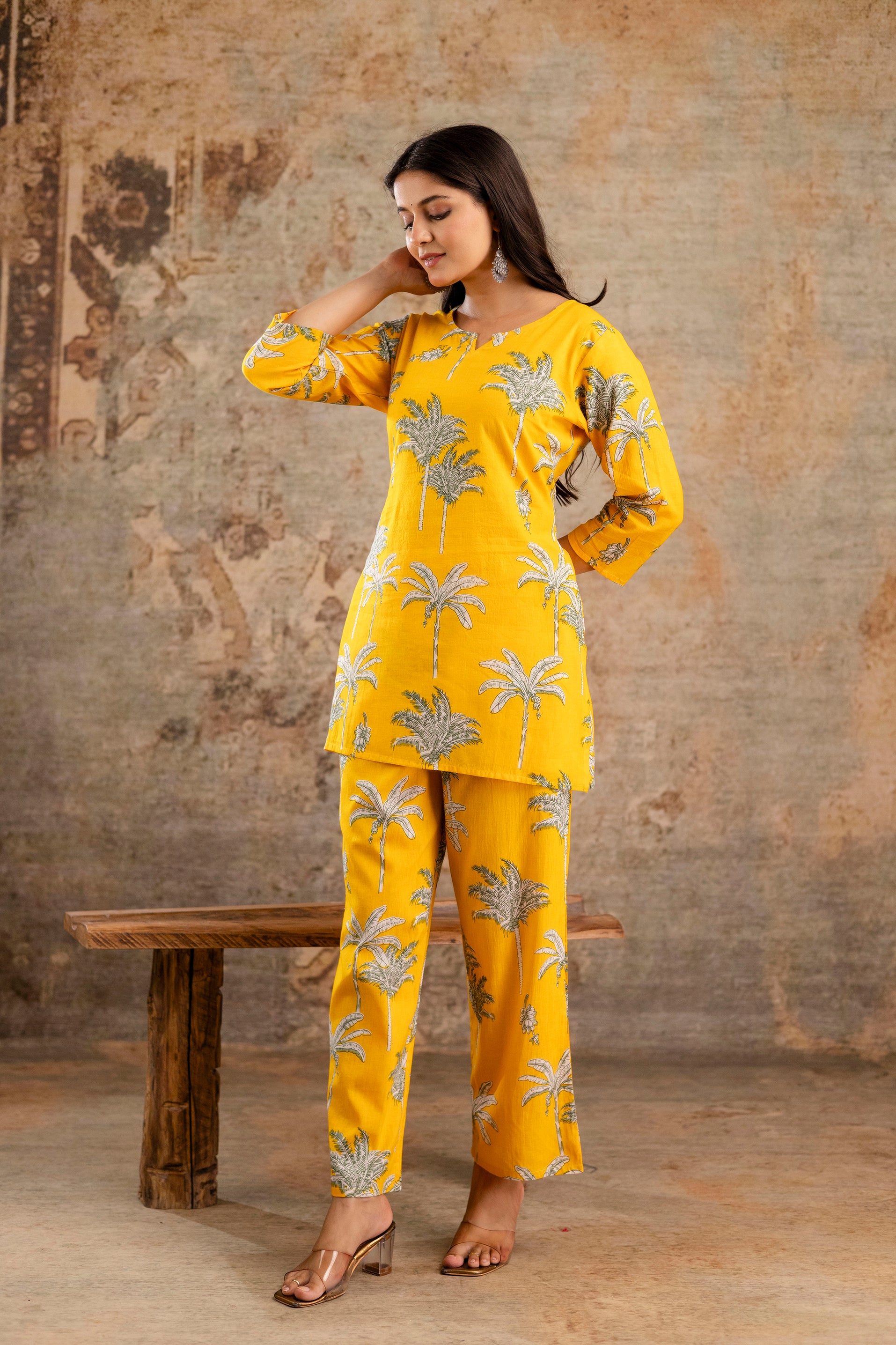 Womens Pure cotton Floral print Kurti style co-ord set