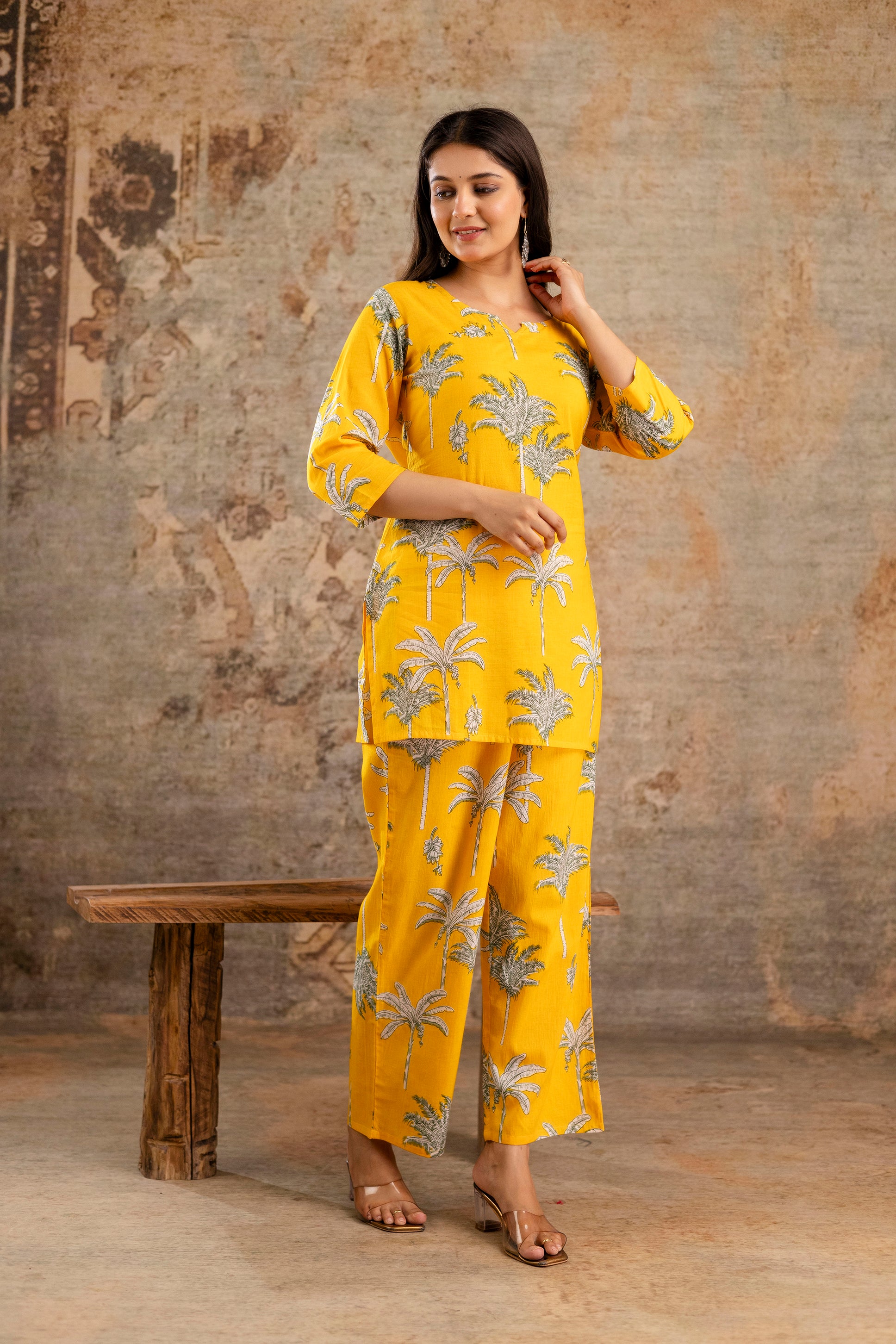 Womens Pure cotton Floral print Kurti style co-ord set