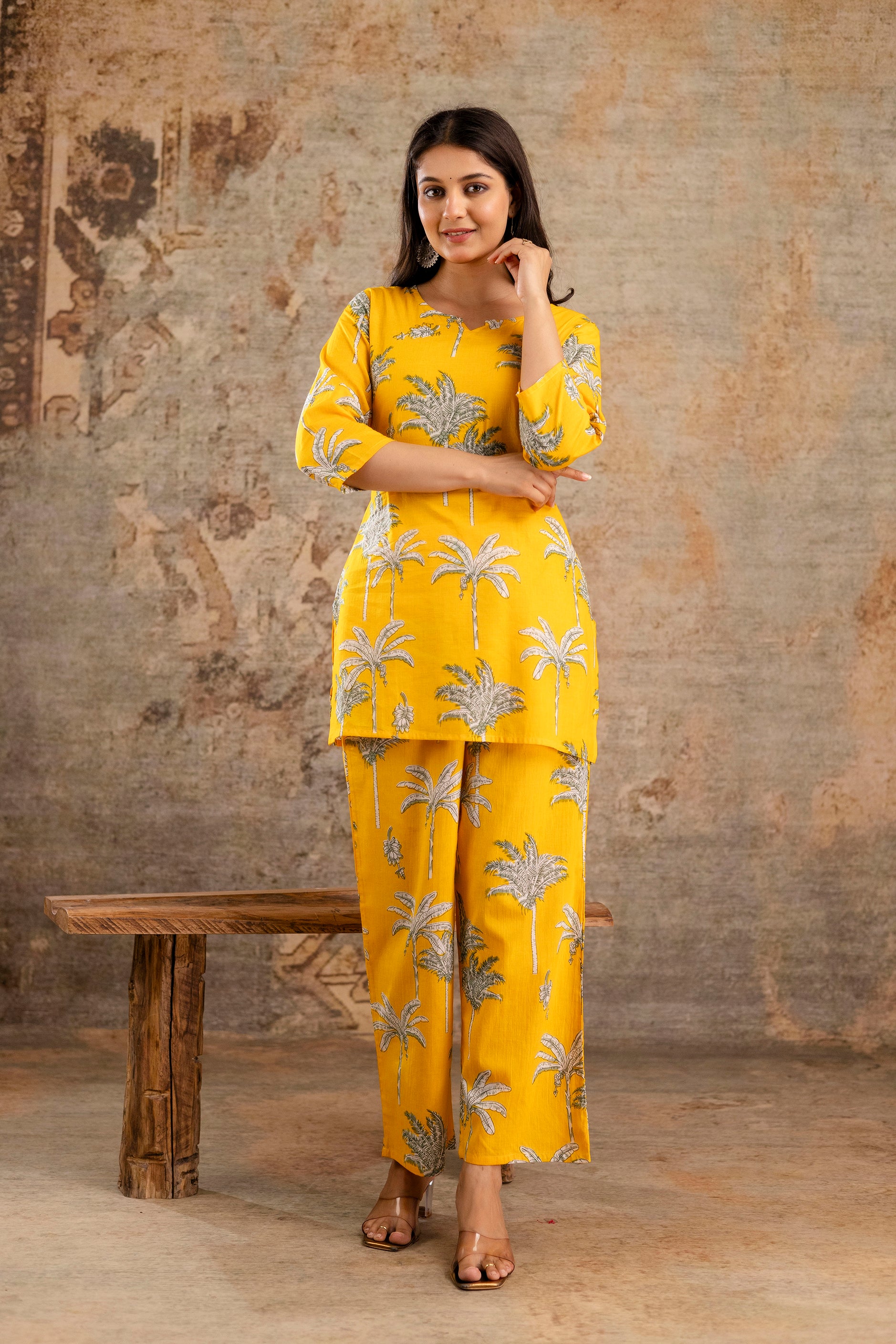 Womens Pure cotton Floral print Kurti style co-ord set