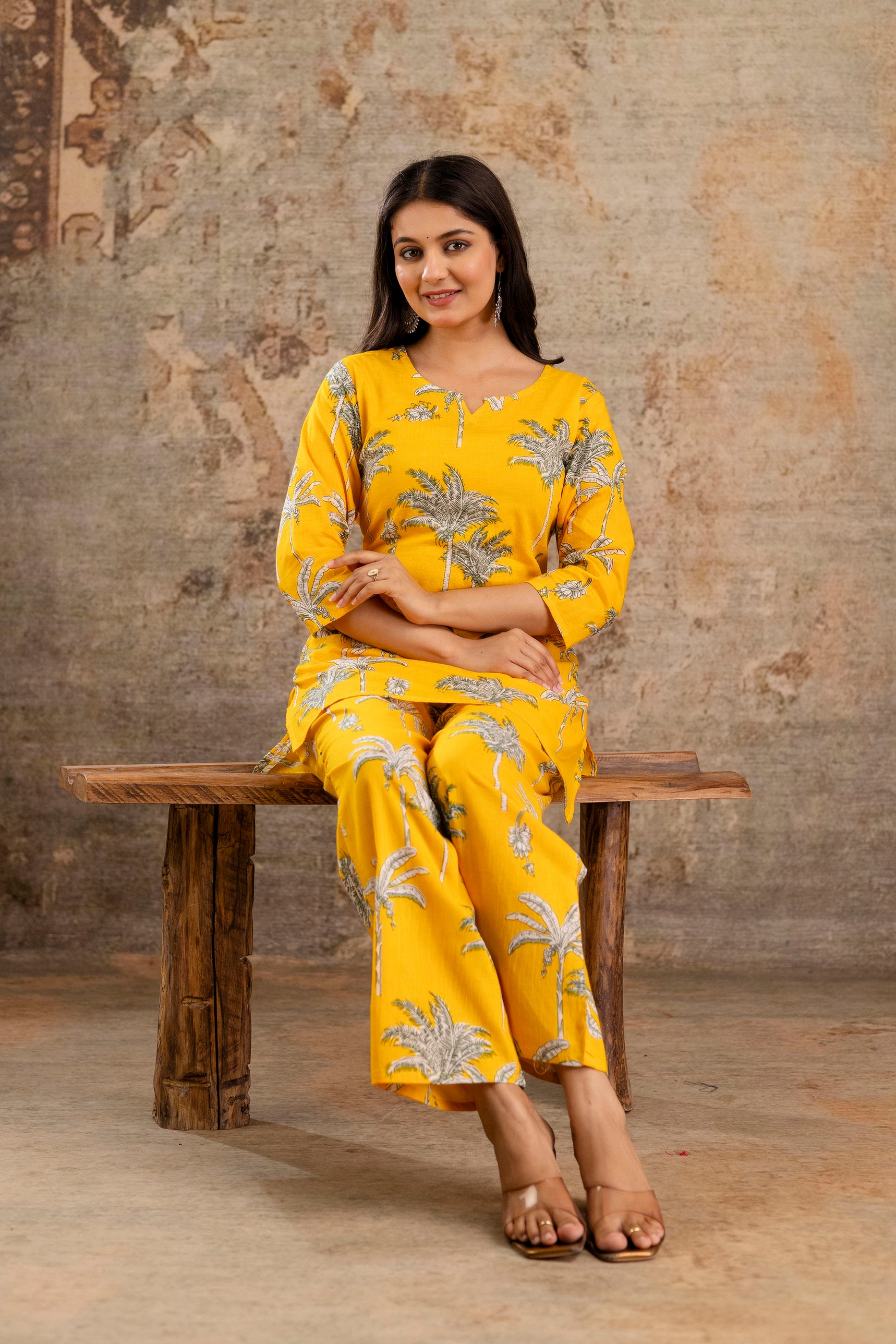 Womens Pure cotton Floral print Kurti style co-ord set
