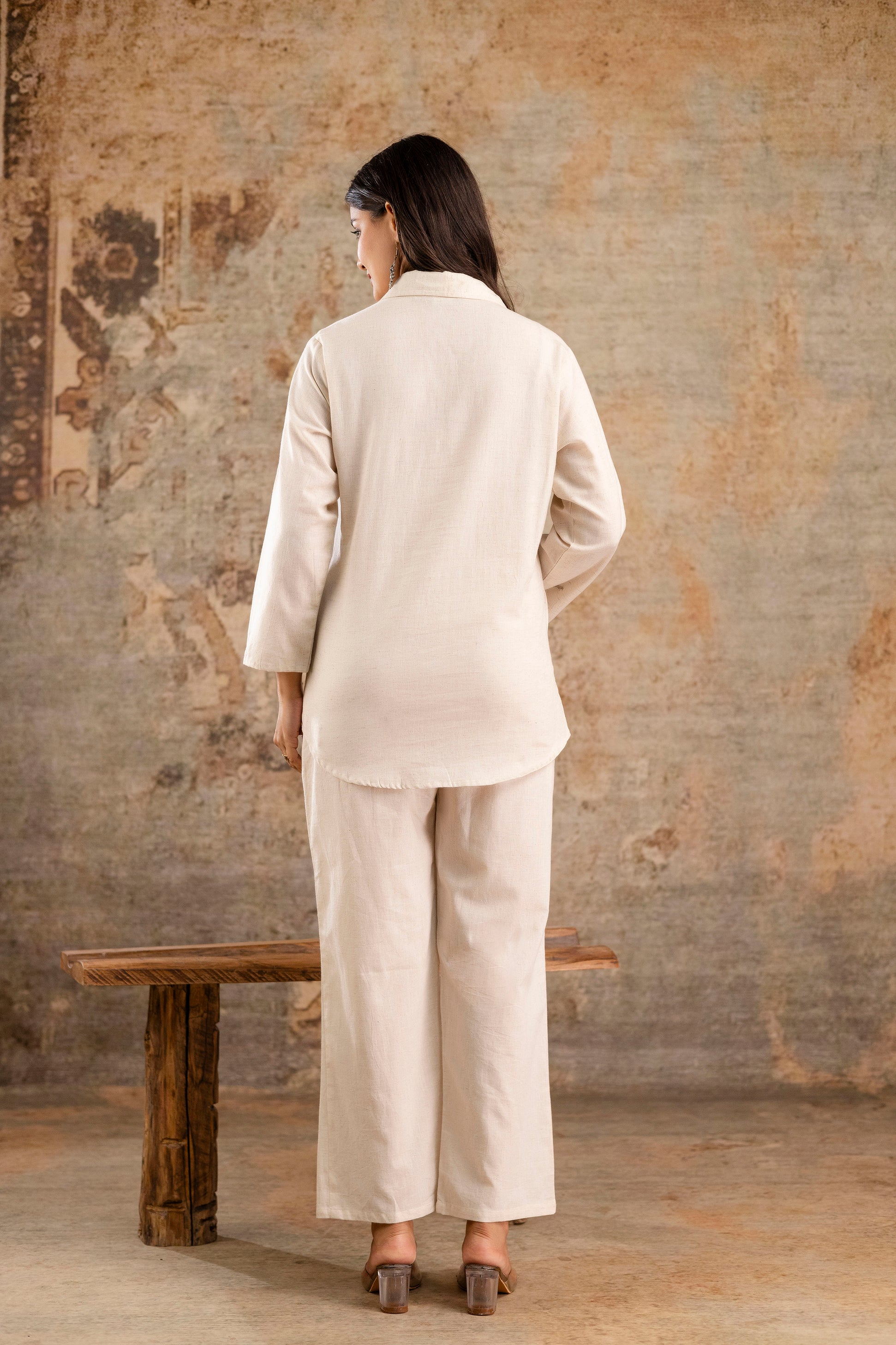 Womens pure cotton flex embroidered Co-Ord set