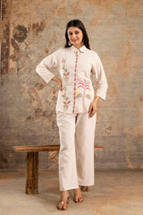 Womens pure cotton flex embroidered Co-Ord set