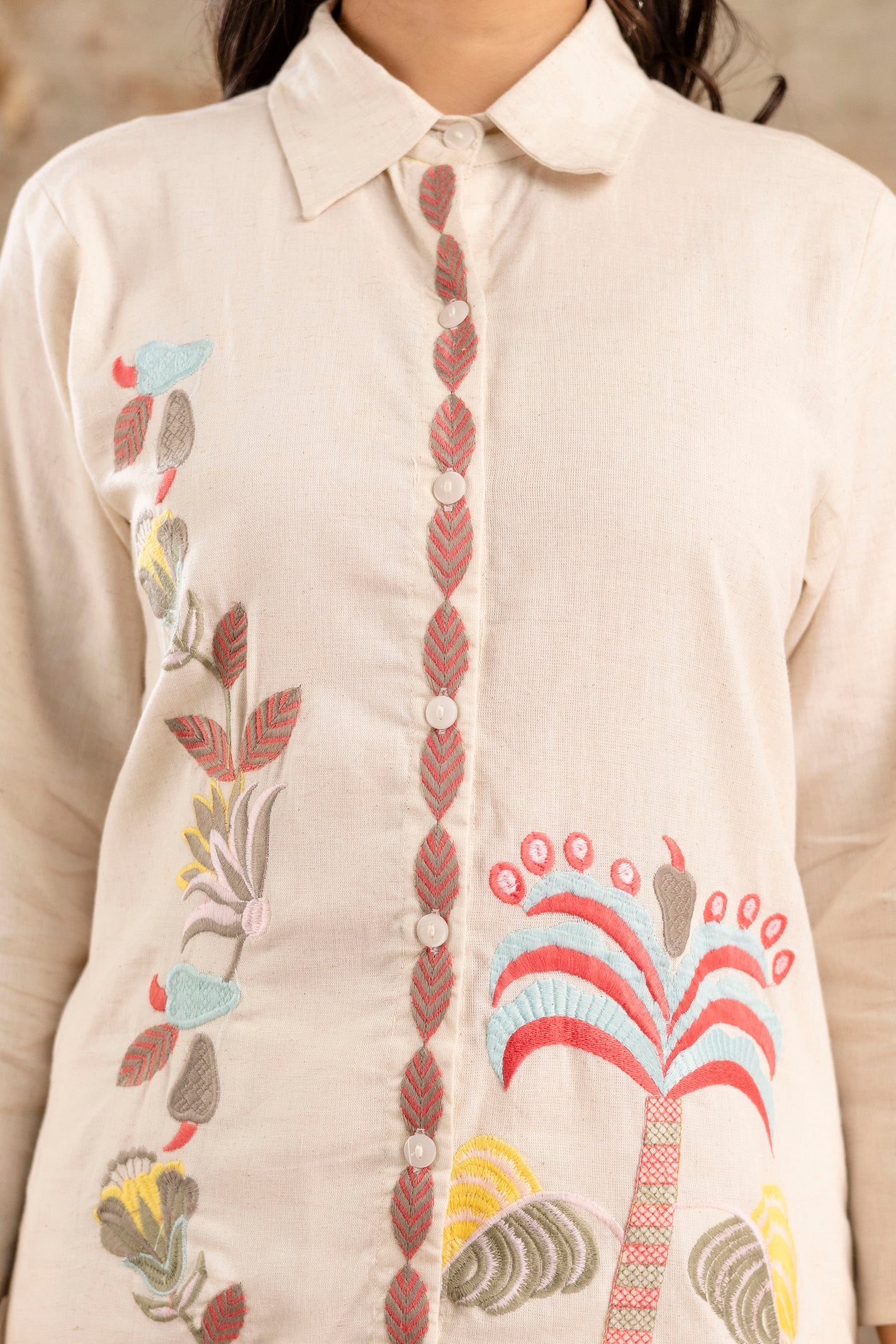 Womens pure cotton flex embroidered Co-Ord set