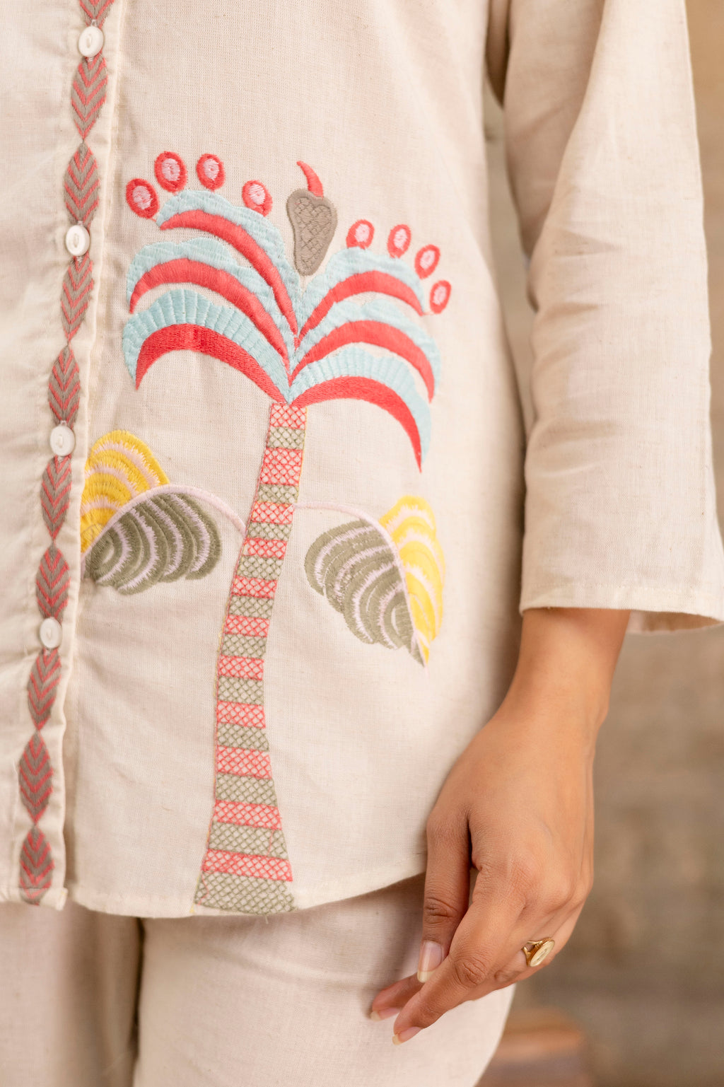 Womens pure cotton flex embroidered Co-Ord set