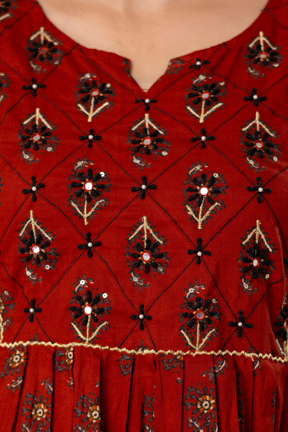 Pure cotton  floral print flared kurta pant dupatta set