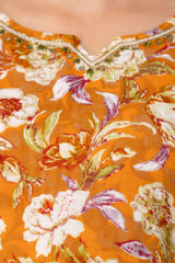 Womens Rayon foil printed straight kurta pant dupatta set
