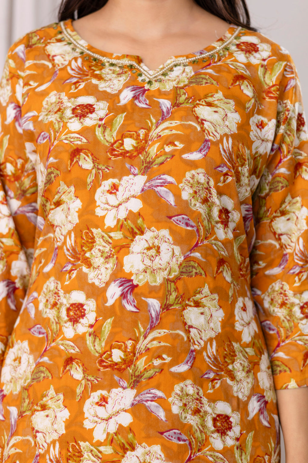 Womens Rayon foil printed straight kurta pant dupatta set