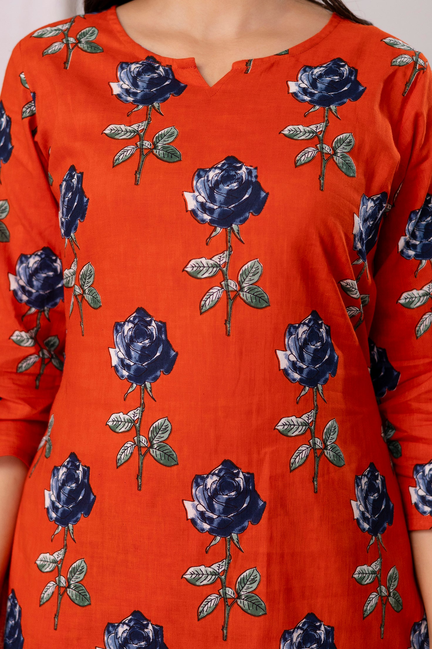 Womens Pure cotton Floral print Kurti style co-ord set