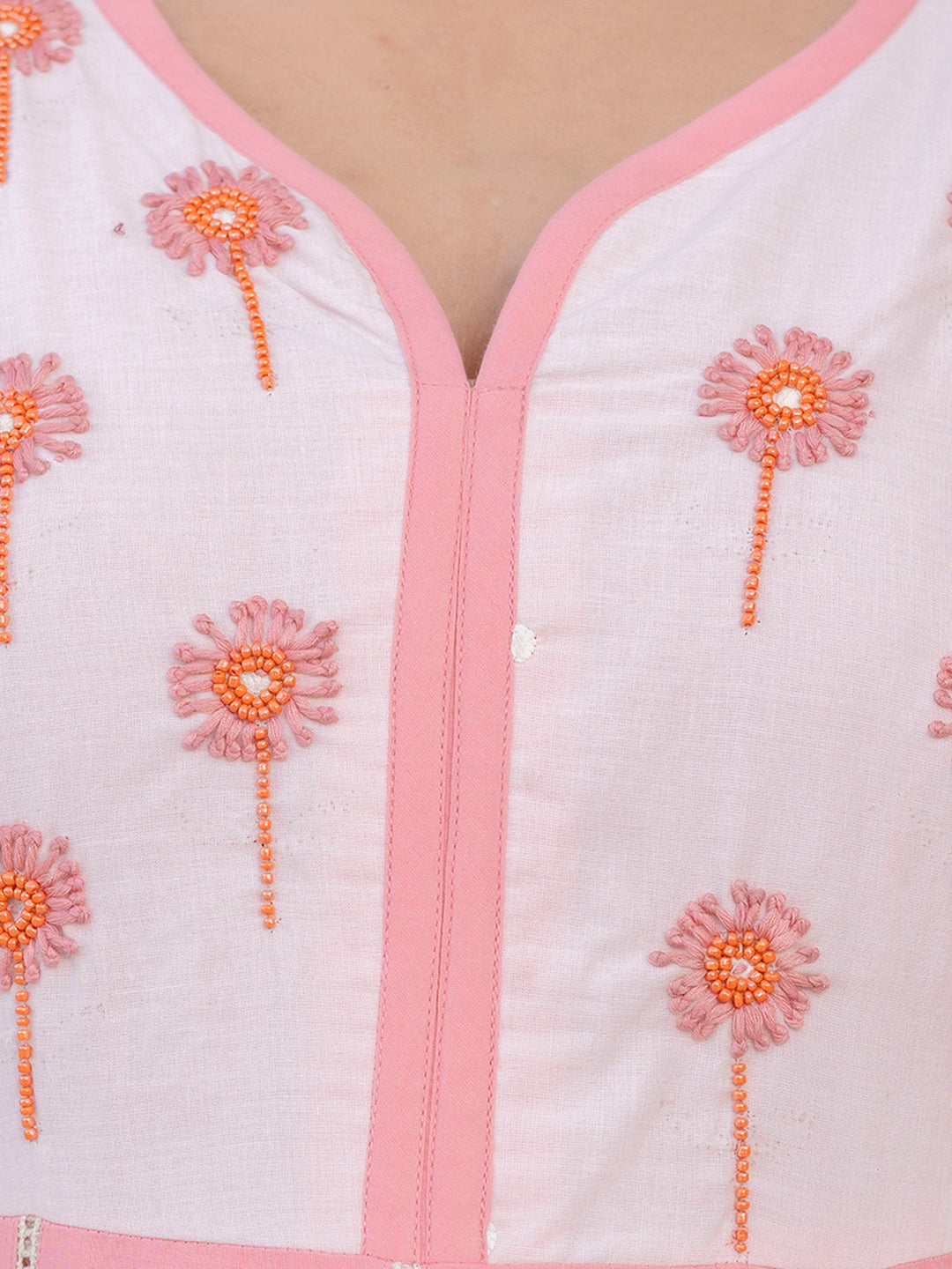 Erisha Womens Blush Pink A-line Kurta pant Dupatta set