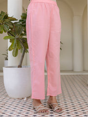Erisha Womens Blush Pink A-line Kurta pant Dupatta set