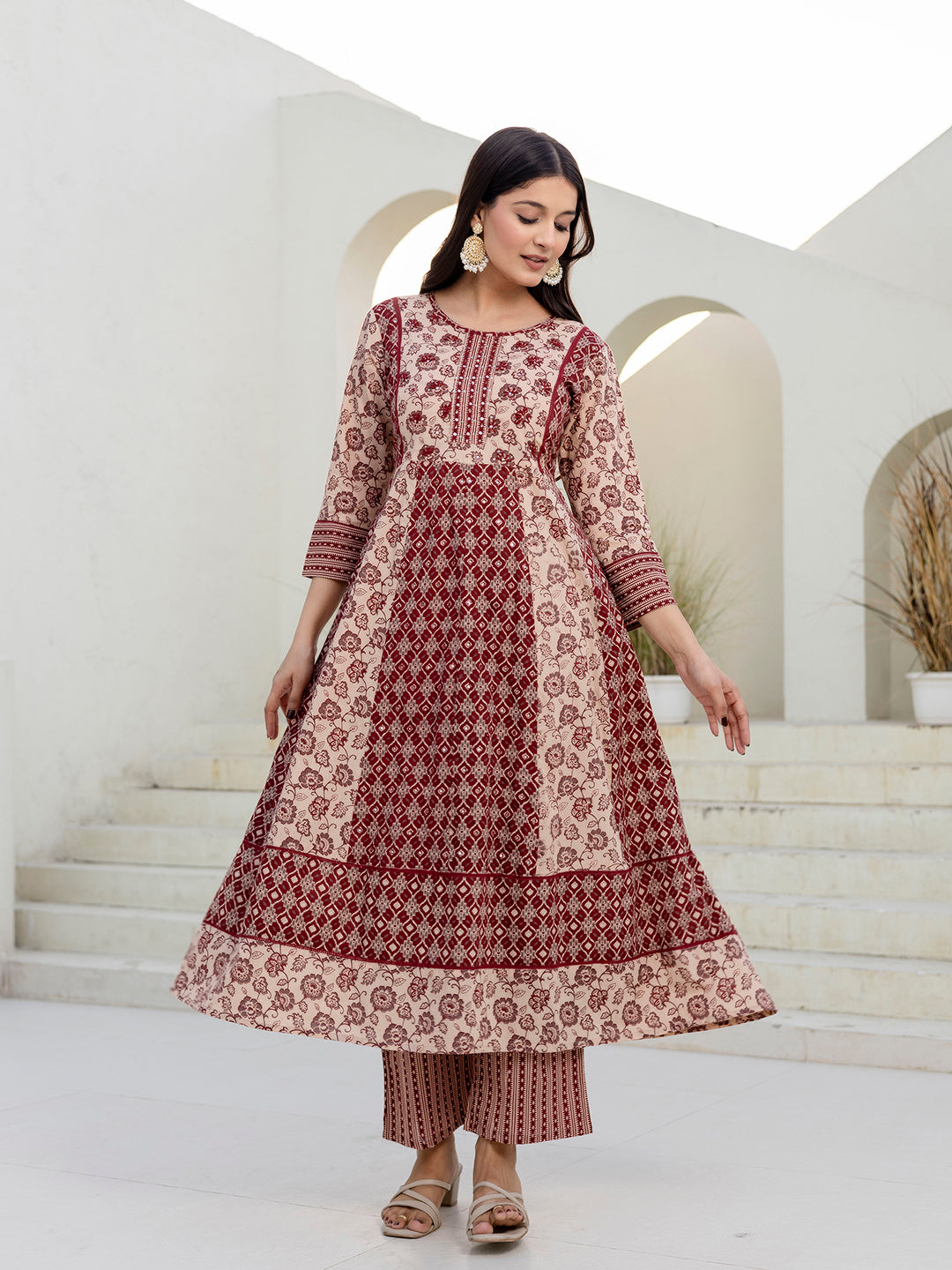 Pure Cotton Hand Work Kurta Pant Dupatta Set