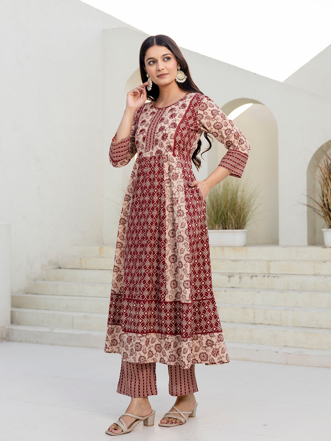 Pure Cotton Hand Work Kurta Pant Dupatta Set