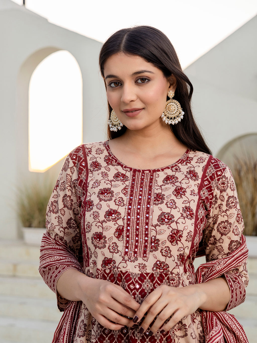 Pure Cotton Hand Work Kurta Pant Dupatta Set