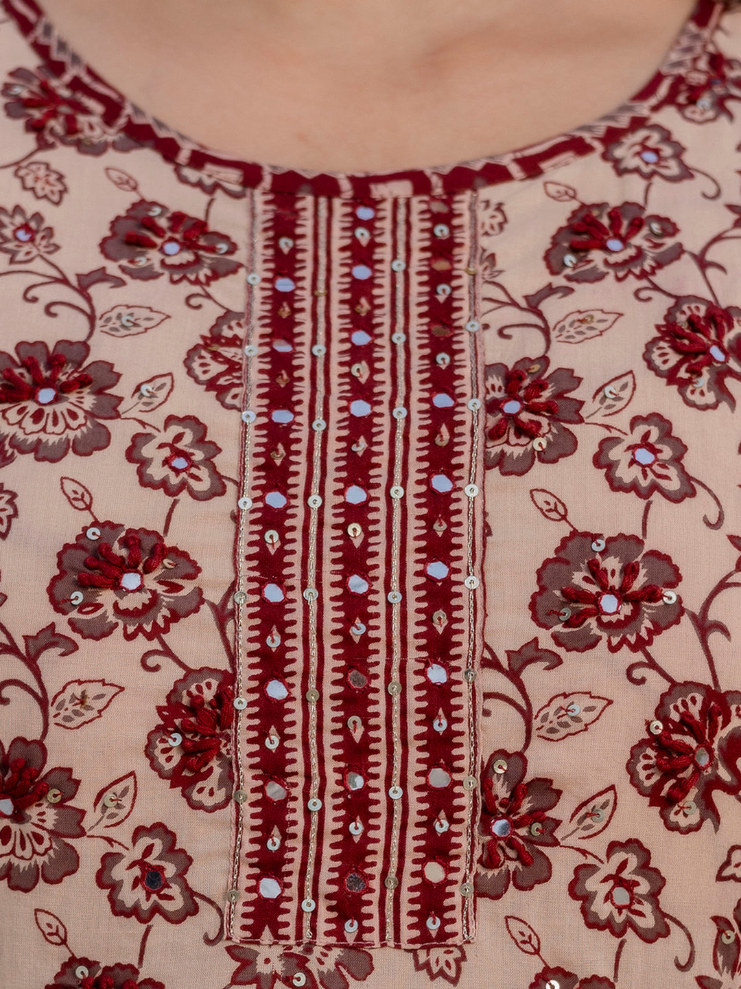 Pure Cotton Hand Work Kurta Pant Dupatta Set