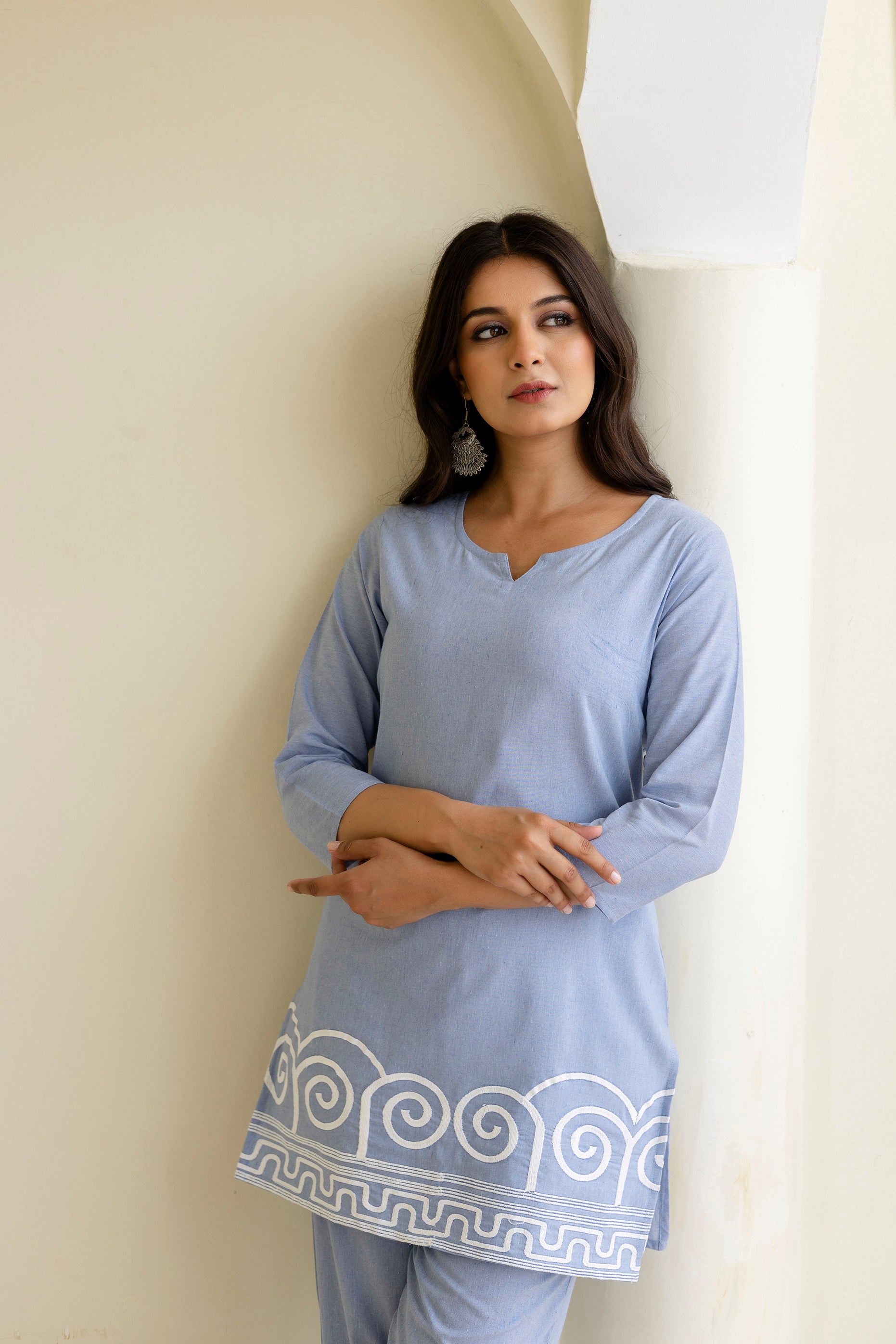 Womens pure cotton  Embroidered Co-ord set