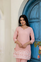 Womens pure cotton  Embroidered Co-ord set