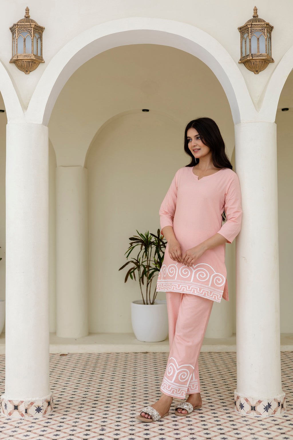 Womens pure cotton  Embroidered Co-ord set