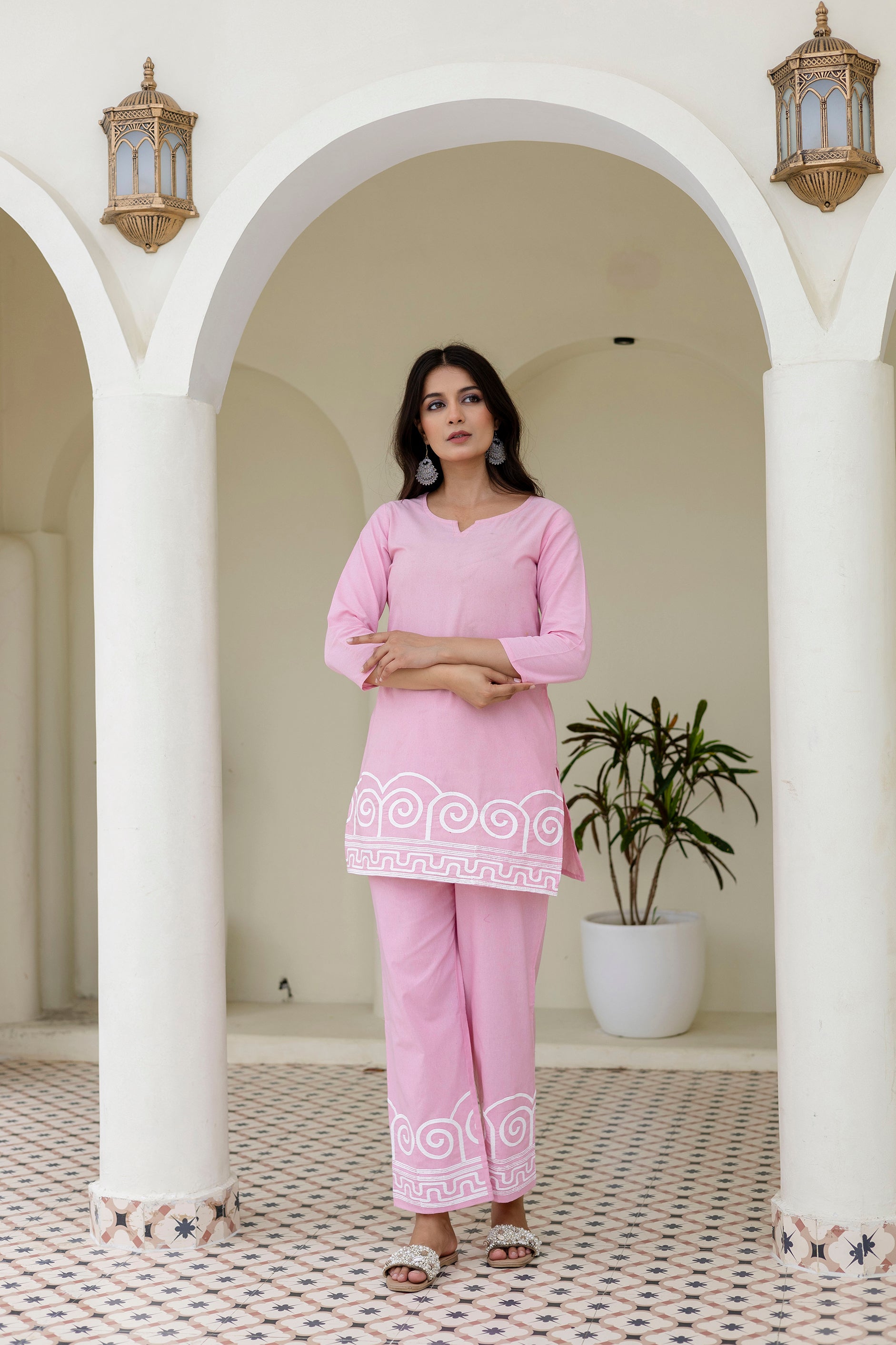 Womens pure cotton  Embroidered Co-ord set