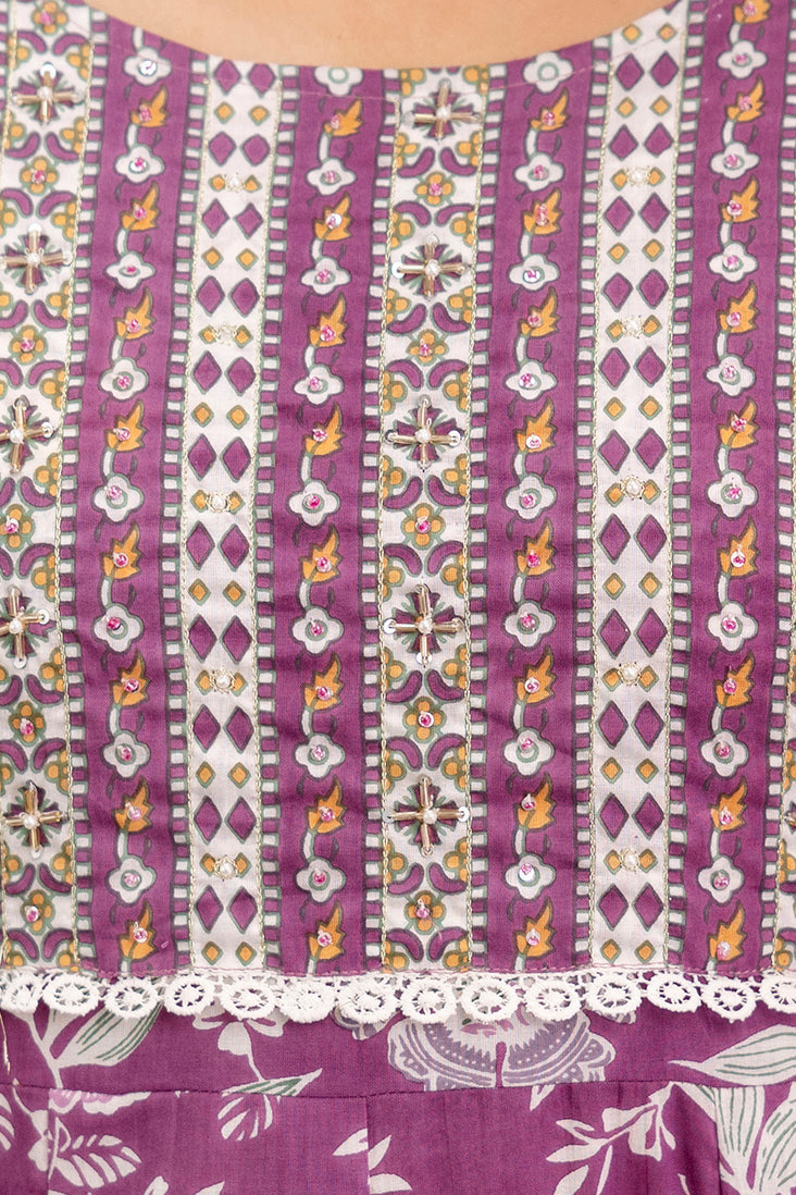 Pure Cotton Floral printed Hand work Kurta Pant Dupatta Set