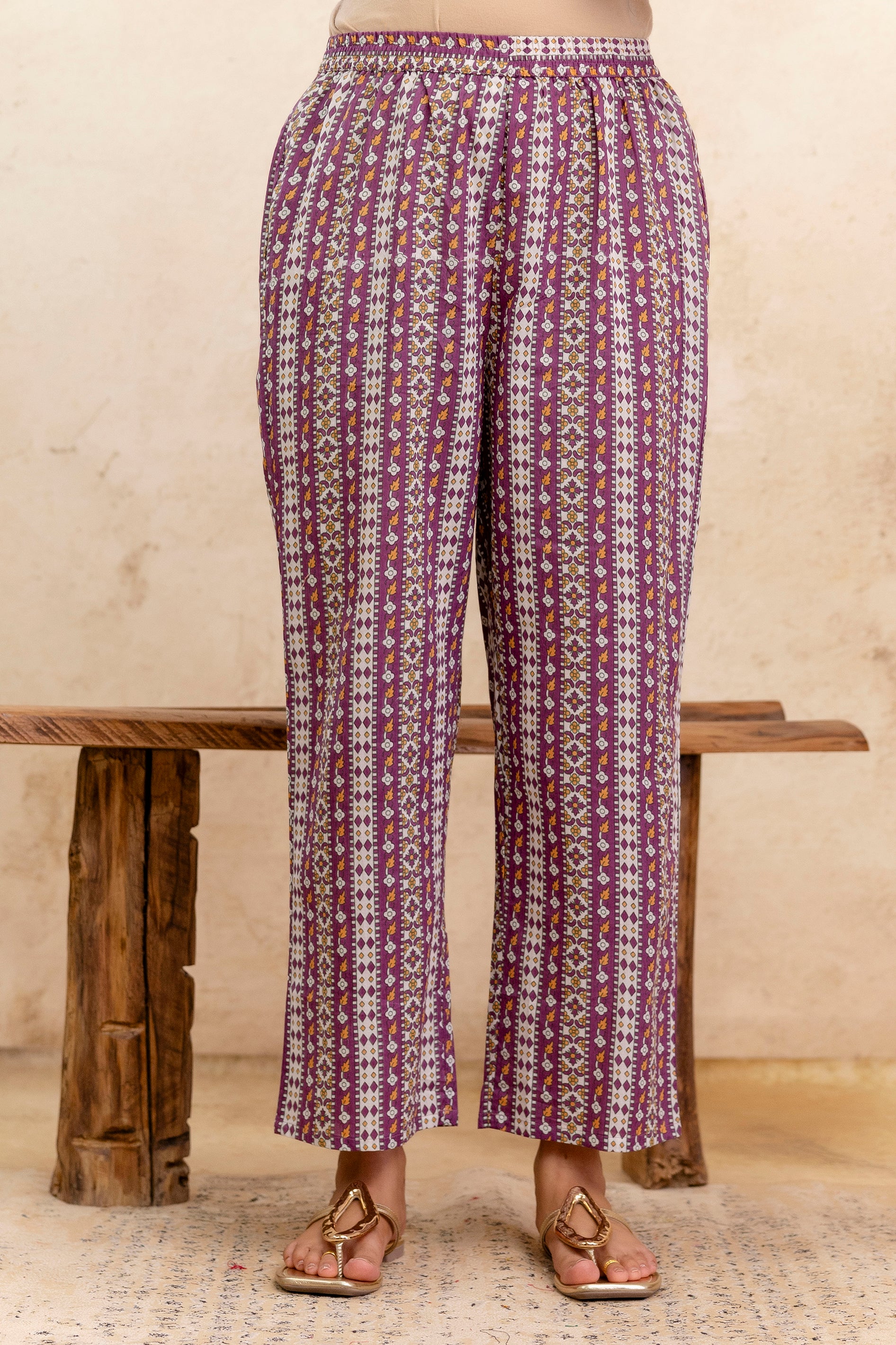 Pure Cotton Floral printed Hand work Kurta Pant Dupatta Set