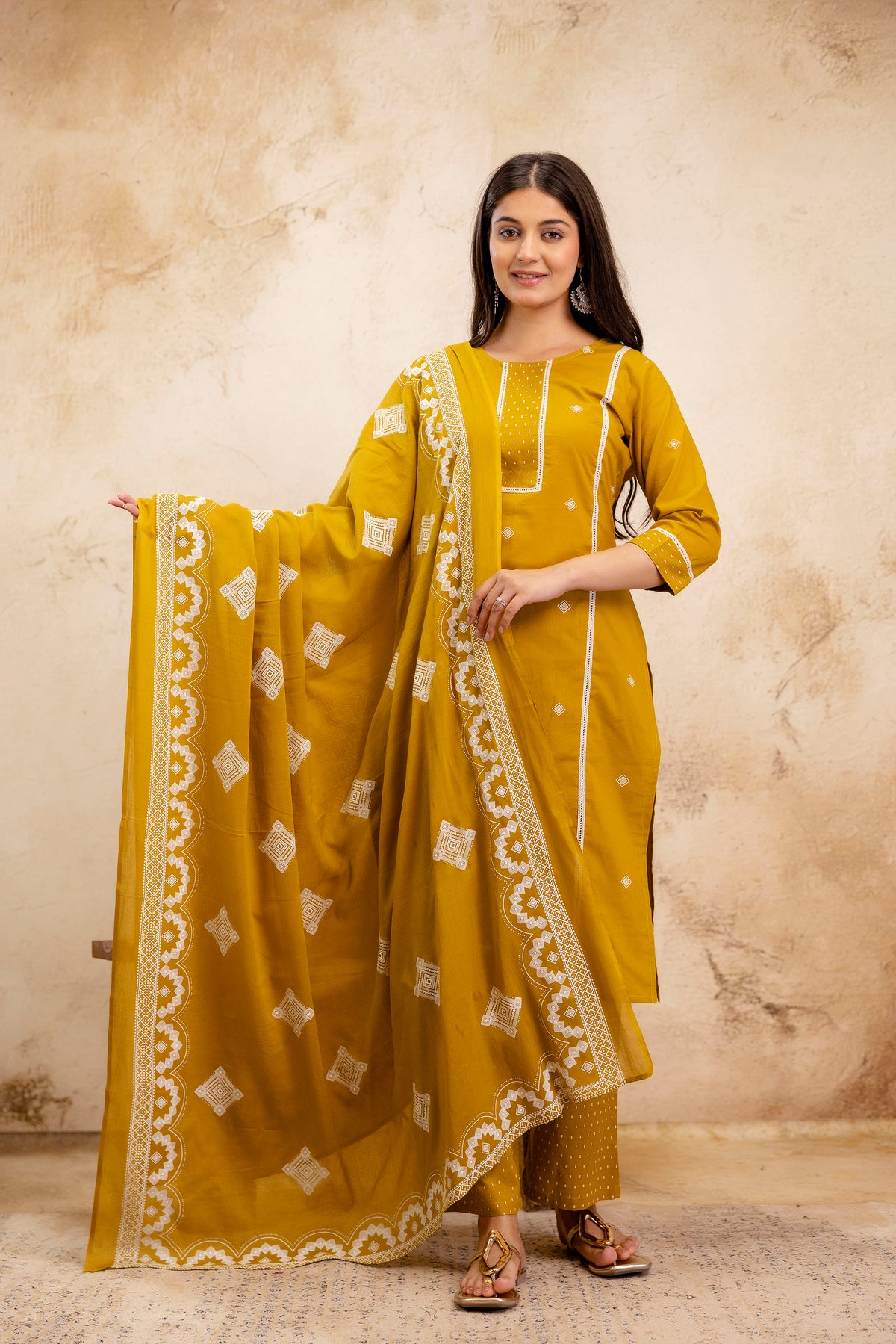 Pure cotton printed kurta pant dupatta set