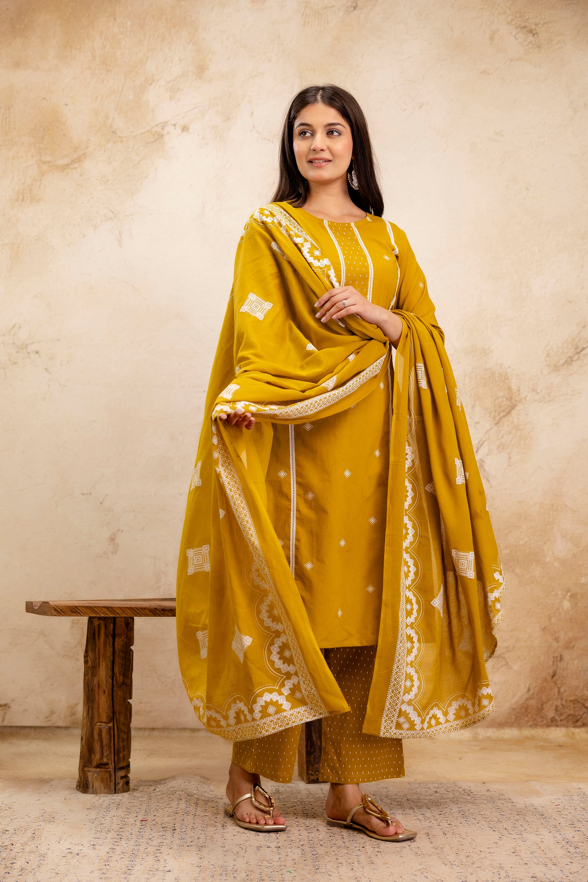 Pure cotton printed kurta pant dupatta set