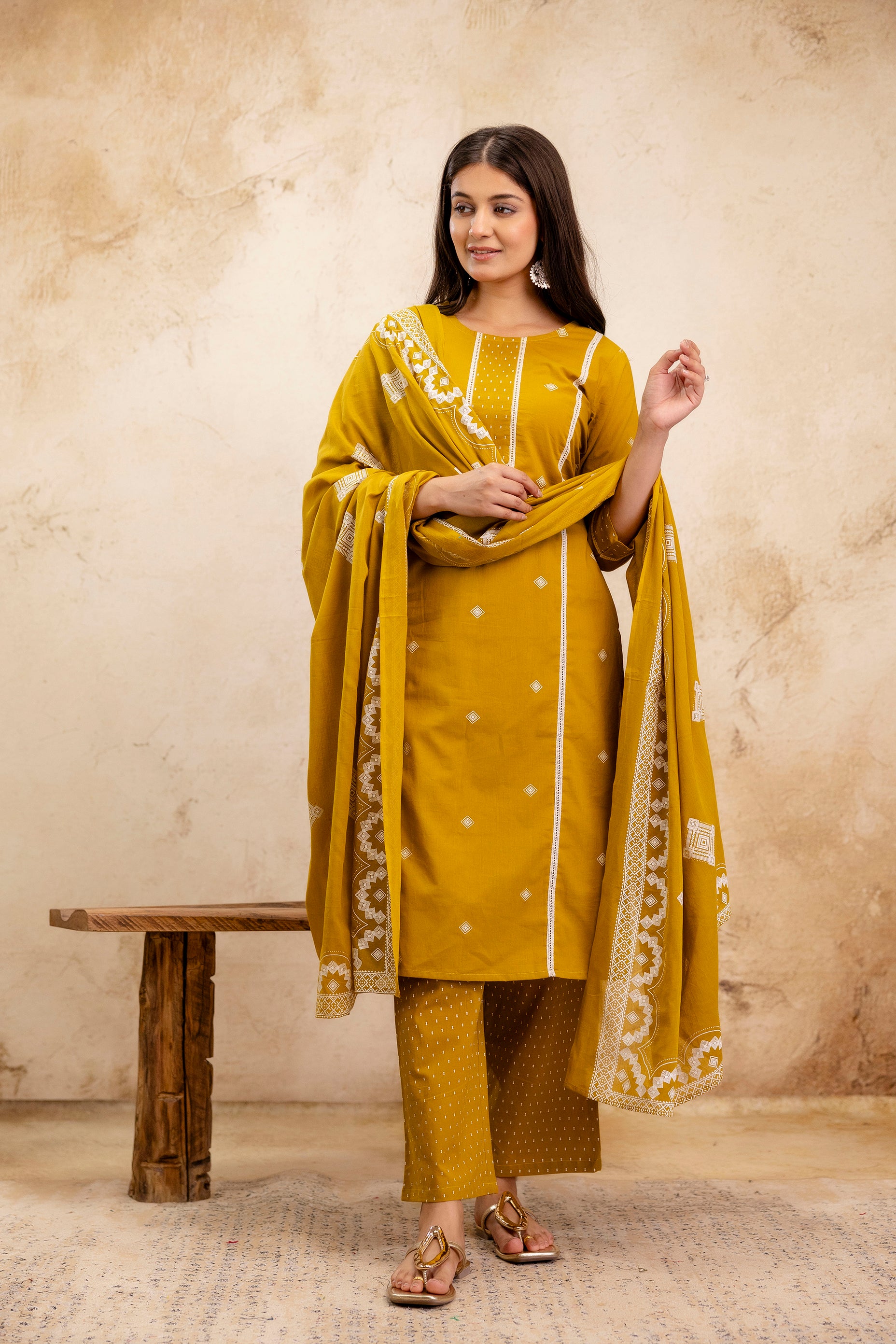 Pure cotton printed kurta pant dupatta set