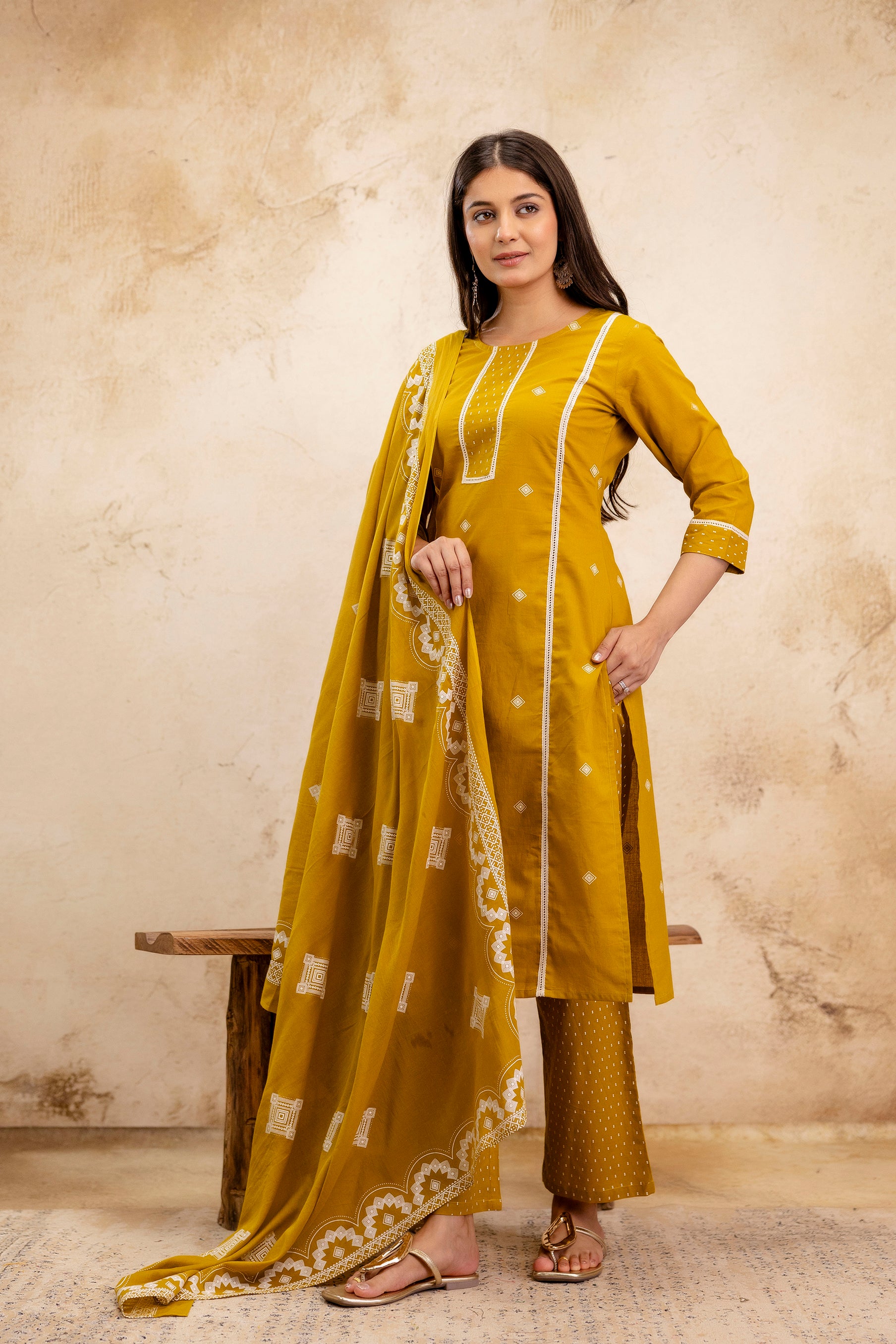 Pure cotton printed kurta pant dupatta set