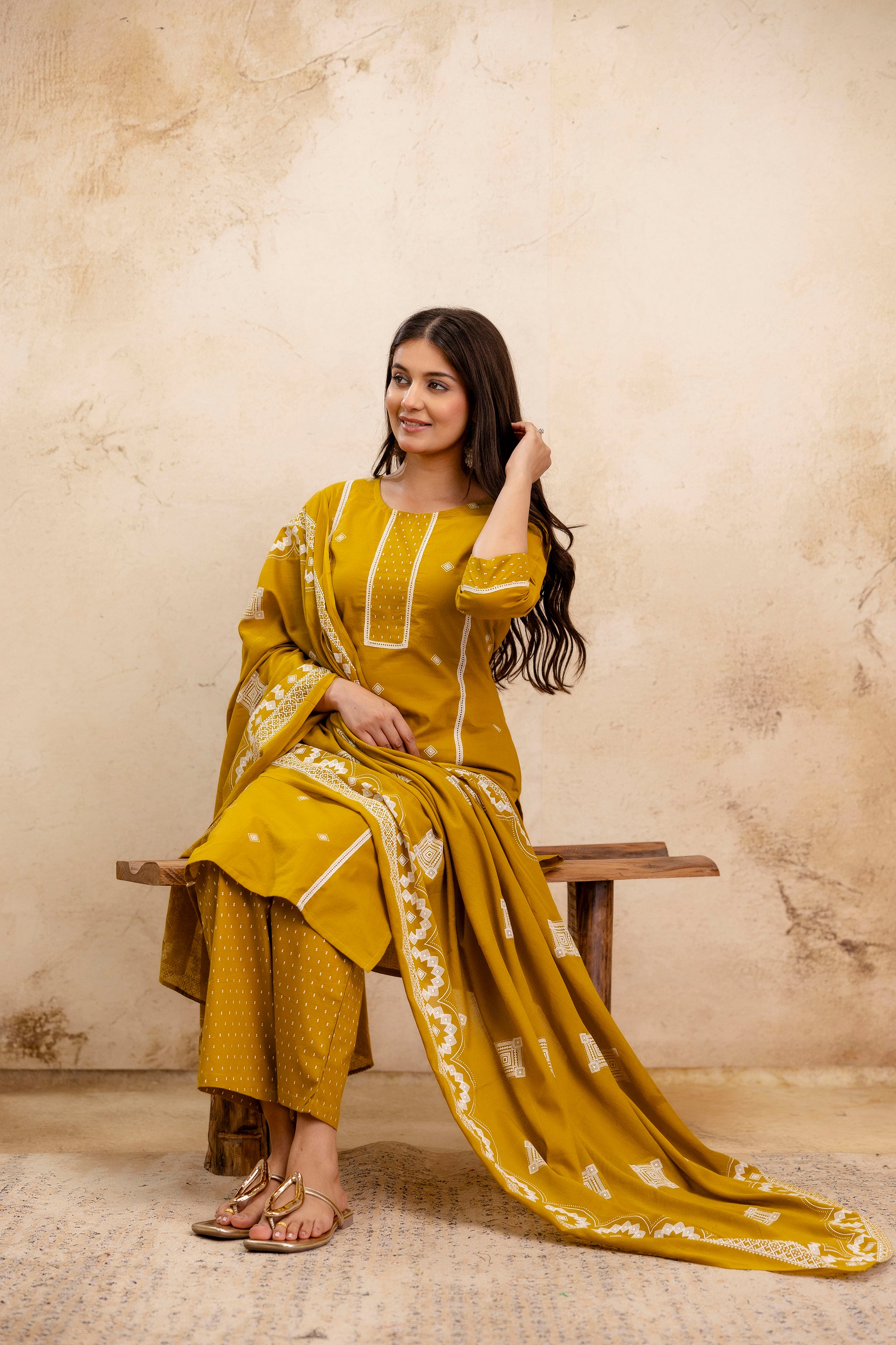 Pure cotton printed kurta pant dupatta set