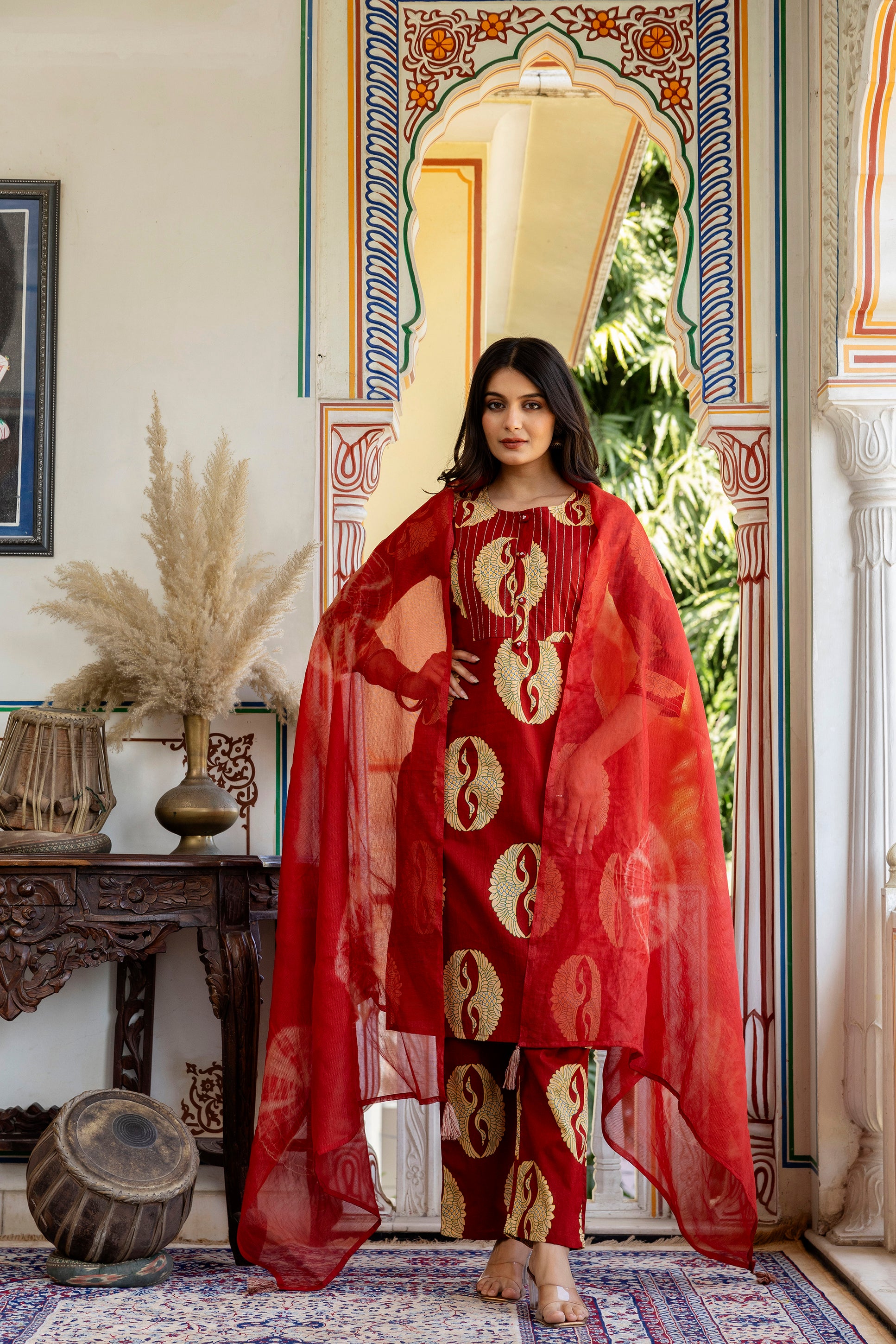 Pure cotton straight kurta pant dupatta set