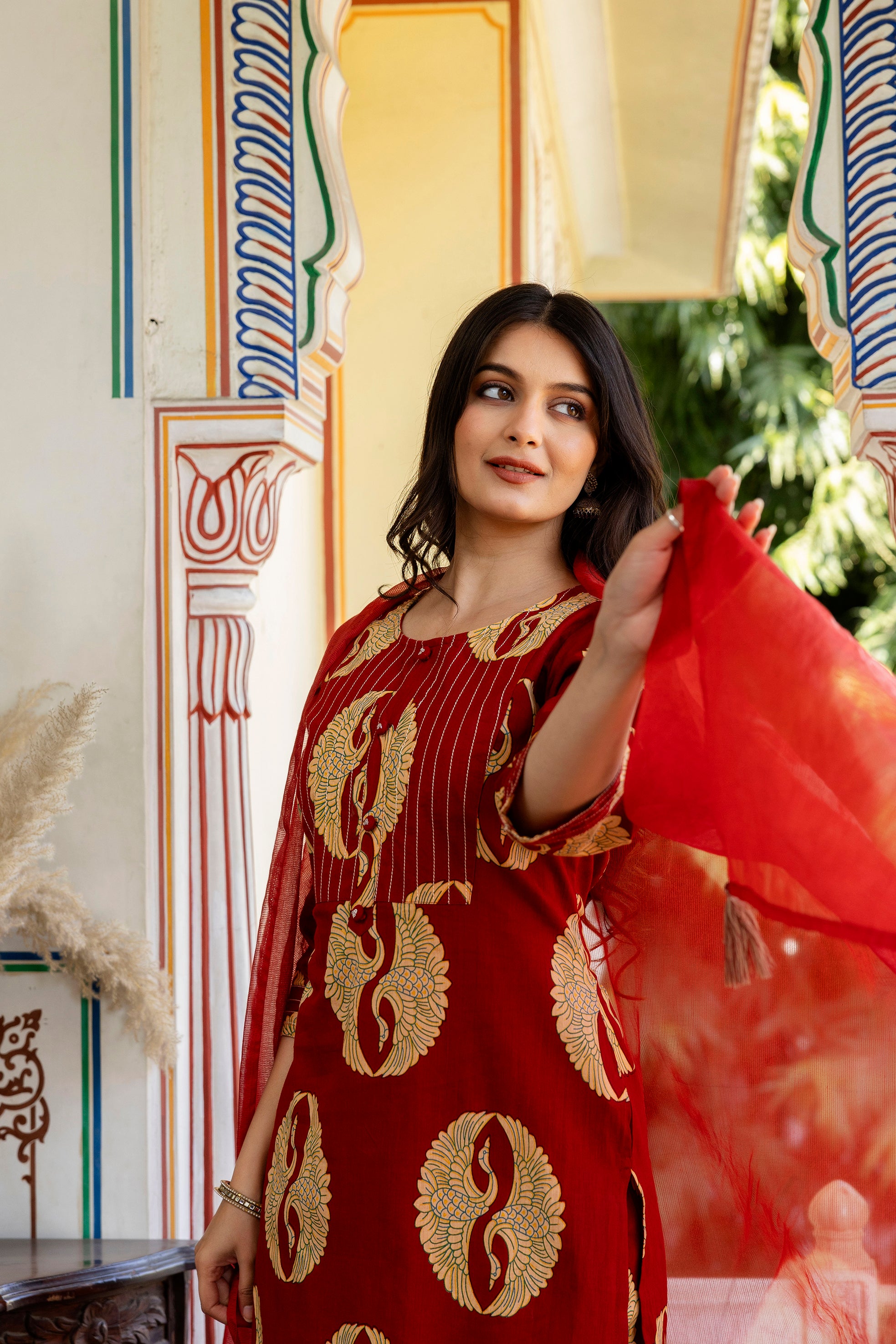 Pure cotton straight kurta pant dupatta set