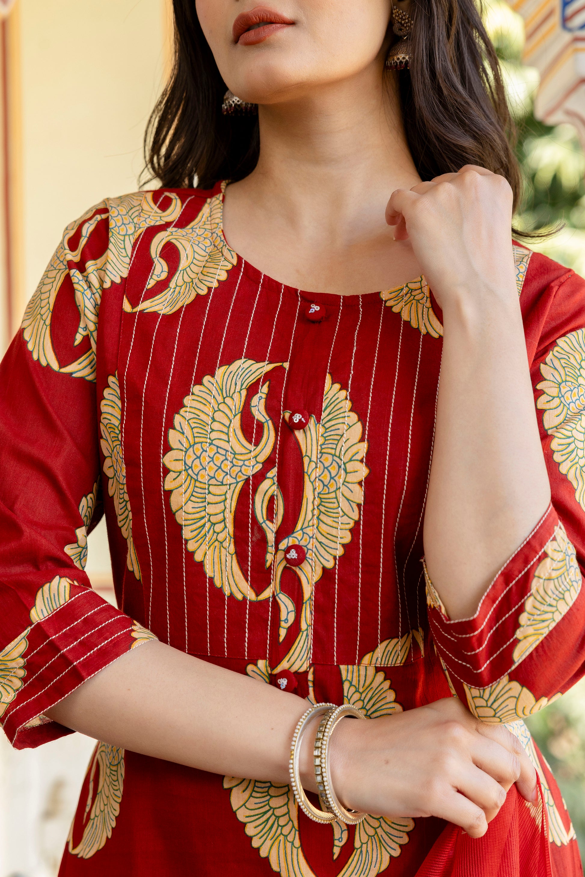 Pure cotton straight kurta pant dupatta set